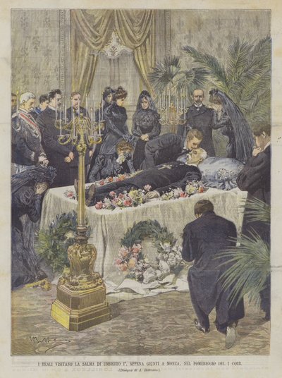 The Royals Visit the Body of Umberto I Upon Arrival in Monza on the Afternoon of the 1st by Achille Beltrame