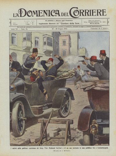 Political crimes, assassination of Grand Vizier Mahmud Shevket and one of his aides by Achille Beltrame