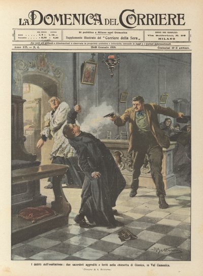 Crimes of Exaltation, Two Priests Attacked and Injured in the Chapel of Gianico in Val Camonica by Achille Beltrame