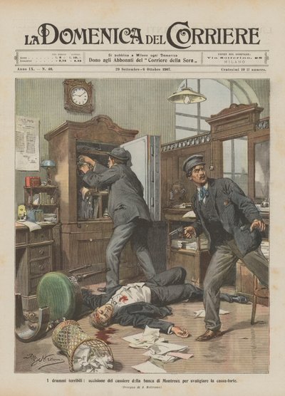 Terrible Dramas, the Killing of the Cashier of the Montreux Bank to Rob the Safe by Achille Beltrame