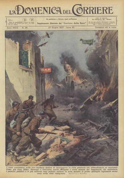 The reds continue their barbaric tactic of destroying cities rather than abandoning them to the nationals by Achille Beltrame