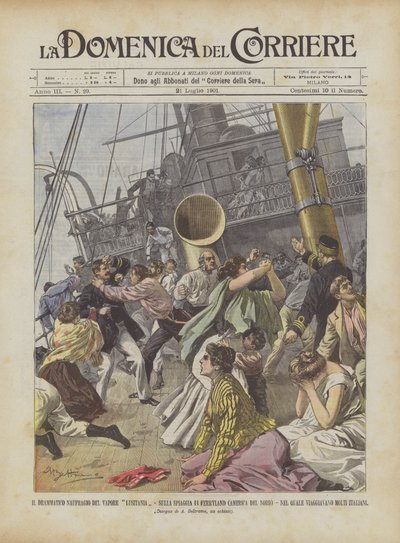 The Dramatic Shipwreck of the Steamship Lusitania, on the Beach of Ferryland (North America) by Achille Beltrame