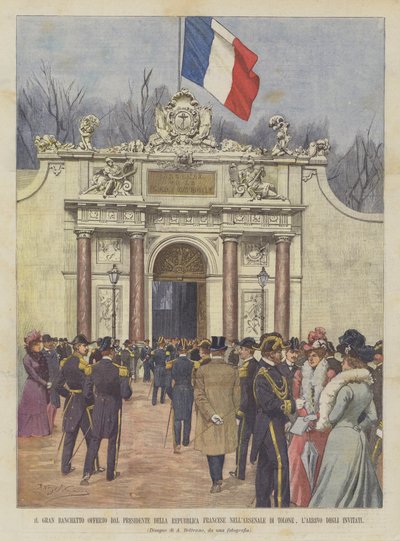 The Grand Banquet Offered by the President of the French Republic at the Arsenal of Toulon, The Arrival of the Guests by Achille Beltrame