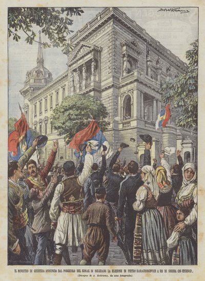 The Minister of Justice Announces from the Balcony of the Konak in Belgrade the Election of Peter by Achille Beltrame