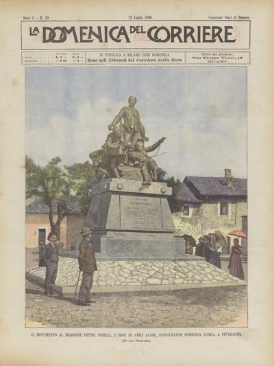 The Monument to Major Pietro Toselli, The Hero of Amba Alagi, Inaugurated Last Sunday in Peveragno by Achille Beltrame
