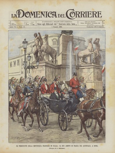 The President of the French Republic in Italy, His Arrival in Piazza del Quirinale, Rome by Achille Beltrame