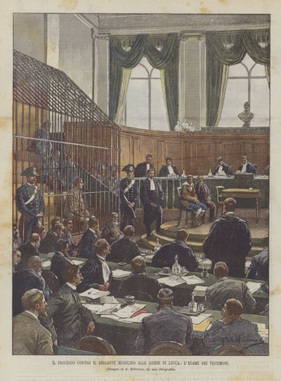 The Trial Against the Brigand Musolino at the Assizes of Lucca, the Examination of the Witnesses by Achille Beltrame