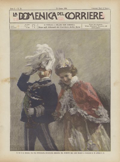 The King and Queen, From an Instant Photograph Taken at the Moment of Their Landing in Cagliari on April 12 by Achille Beltrame