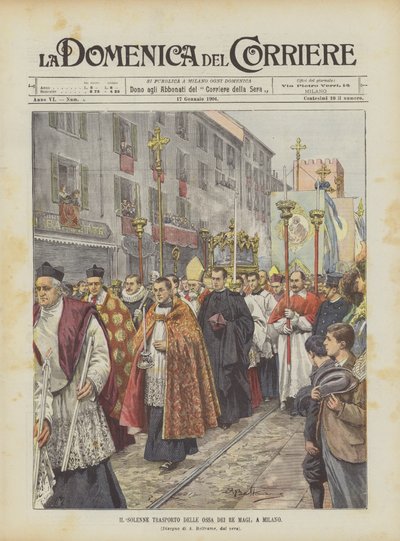 The Solemn Transport of the Bones of the Magi, in Milan by Achille Beltrame