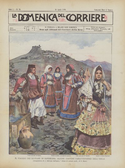 The Journey of the Sovereigns in Sardinia, Some Characteristic Costumes of the Island by Achille Beltrame