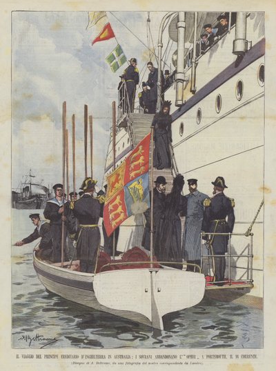 The Journey of the Prince of Wales to Australia, The Sovereigns Leave the Ophir by Achille Beltrame