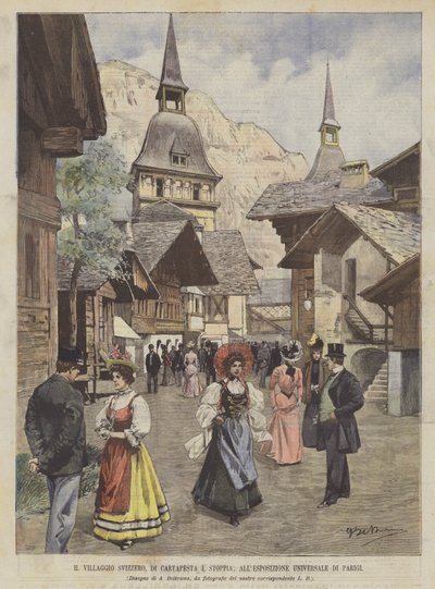The Swiss Village, Made of Papier-Mâché and Straw, at the Universal Exposition in Paris by Achille Beltrame