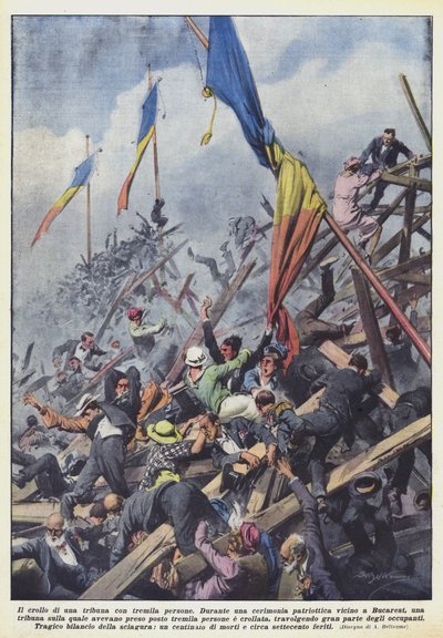 The collapse of a grandstand with three thousand people by Achille Beltrame