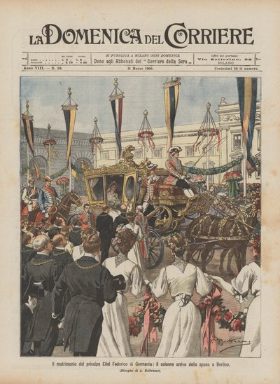 The Wedding of Prince Eitel Friedrich of Germany, the Solemn Arrival of the Bride in Berlin by Achille Beltrame