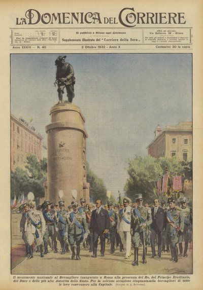 The National Monument to the Bersagliere Inaugurated in Rome in the Presence of the King... by Achille Beltrame