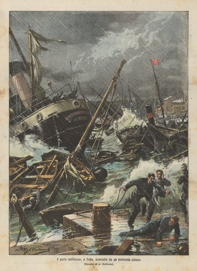 The Port of Havana, Cuba, Devastated by a Tremendous Cyclone by Achille Beltrame