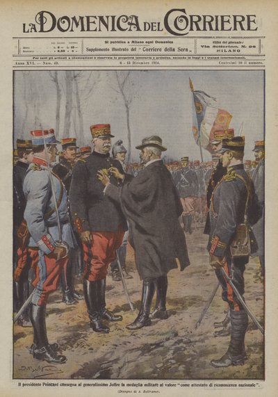 President Poincare Awards Generalissimo Joffre the Military Medal for Valor by Achille Beltrame