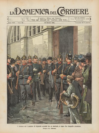 The Mayor and Treasurer of Kopenick Arrested by a Rogue Leading a Prussian Squad by Achille Beltrame