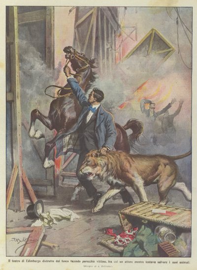 The Edinburgh Theatre Destroyed by Fire, Causing Several Victims, Including an Actor by Achille Beltrame