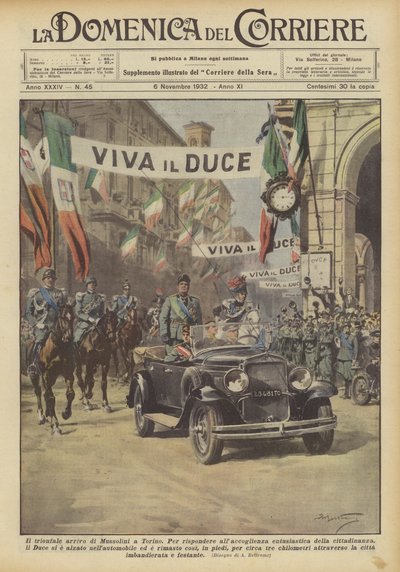 The Triumphal Arrival of Mussolini in Turin by Achille Beltrame