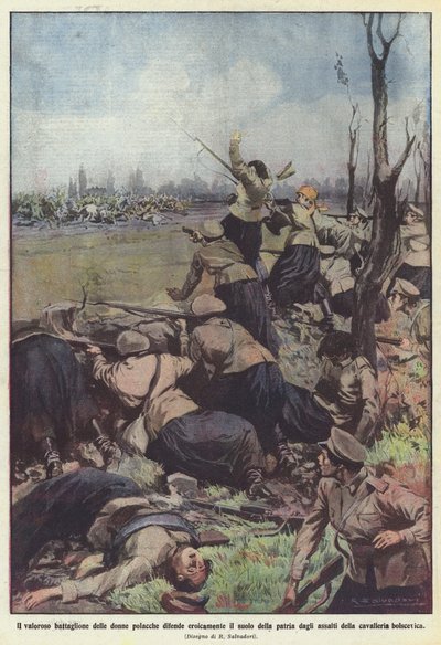 The Valiant Battalion of Polish Women Heroically Defends the Homeland by Achille Beltrame