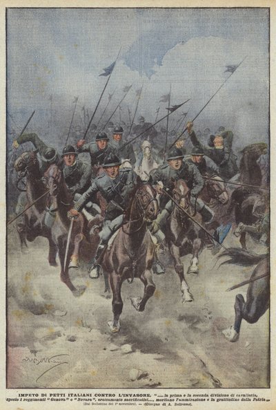 The Impetus of Italian Chests Against the Invader by Achille Beltrame