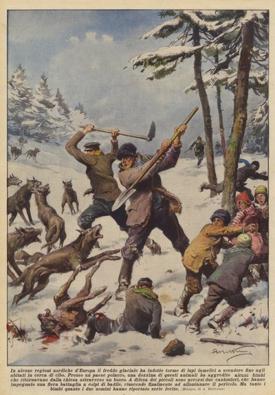 In Some Northern Regions of Europe, the Glacial Cold Has Driven Packs of Hungry Wolves by Achille Beltrame