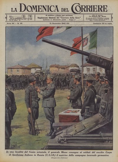 In a Location on the Eastern Front, General Messe Presents to the Soldiers of the Old Corps... by Achille Beltrame
