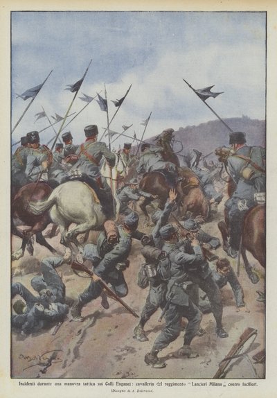 Incidents During a Tactical Maneuver on the Euganean Hills, Cavalry of the Milan Lancers Regiment Against Riflemen by Achille Beltrame