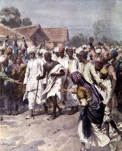 Indian political leader and spiritual guide Mohandas Karamchand Gandhi (1869-1948) (Mahatma) began on 12/03/1930 a salt march to obtain India