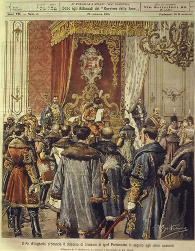King of Hungary Announces Dissolution of Parliament after Latest Scandal, January 22 by Achille Beltrame