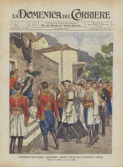 The Anniversary of July 29 in Montenegro, The Princes Go to the Cathedral of Cetinje by Achille Beltrame