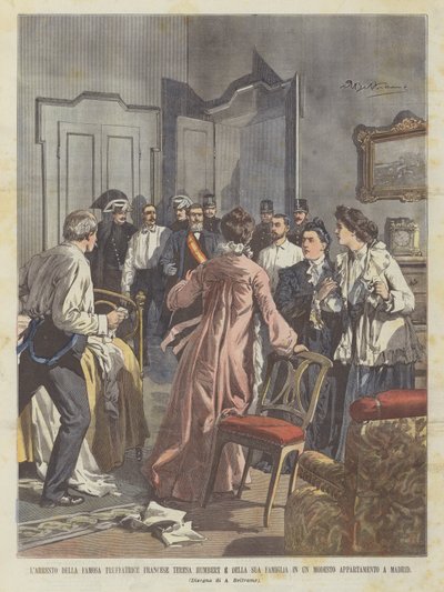 The Arrest of the Famous French Swindler Teresa Humbert and Her Family in a Modest Apartment in Madrid by Achille Beltrame