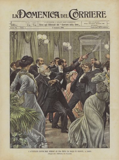The Attack on Max Nordau at a Zionist Ball in Paris by Achille Beltrame