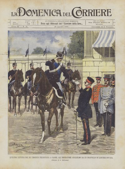 The Last Letter of King Umberto Presented to Emperor Wilhelm by a Detachment of Novara Lancers by Achille Beltrame