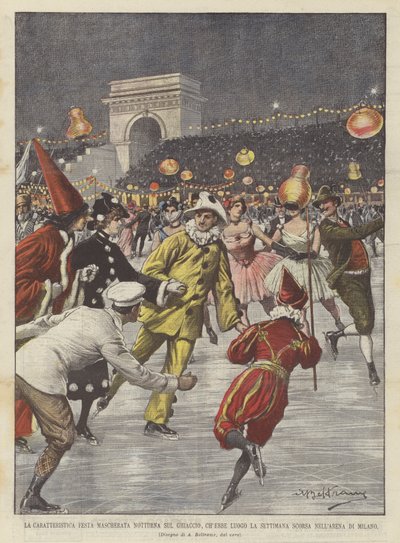 The Characteristic Nighttime Masked Festival on Ice, Held Last Week in the Arena of Milan by Achille Beltrame