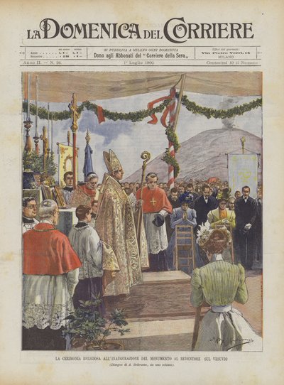 The Religious Ceremony at the Inauguration of the Monument to the Redeemer on Vesuvius by Achille Beltrame