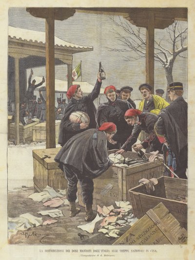 The Distribution of Gifts Sent from Italy to the National Troops in China by Achille Beltrame