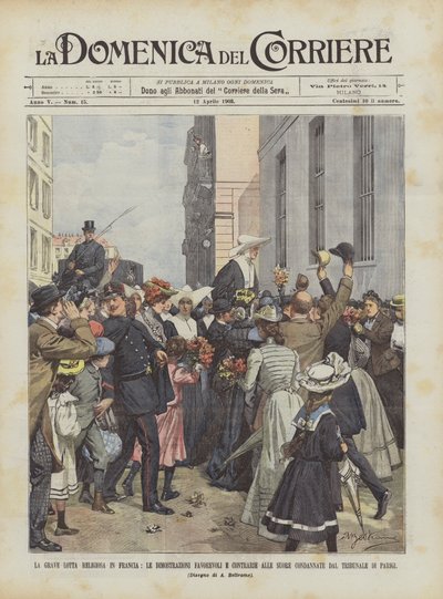 The Serious Religious Struggle in France, Demonstrations For and Against the Condemned Nuns by Achille Beltrame