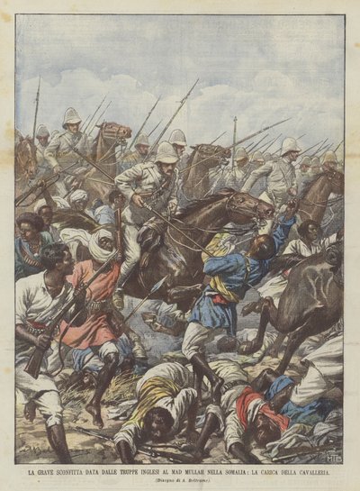 The Serious Defeat Given by British Troops to the Mad Mullah in Somalia, The Cavalry Charge by Achille Beltrame