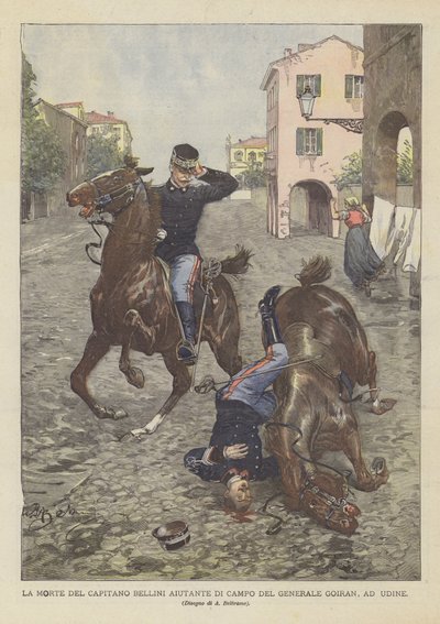 The Death of Captain Bellini, Aide-de-Camp to General Goiran, in Udine by Achille Beltrame