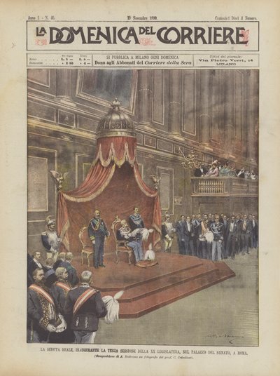 The Royal Session, Inaugurating the Third Session of the XX Legislature, in the Senate Palace, in Rome by Achille Beltrame