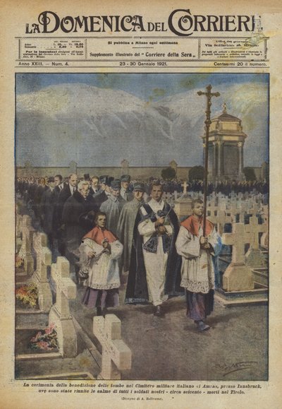 The Ceremony of Blessing the Graves in the Italian Military Cemetery of Amras by Achille Beltrame