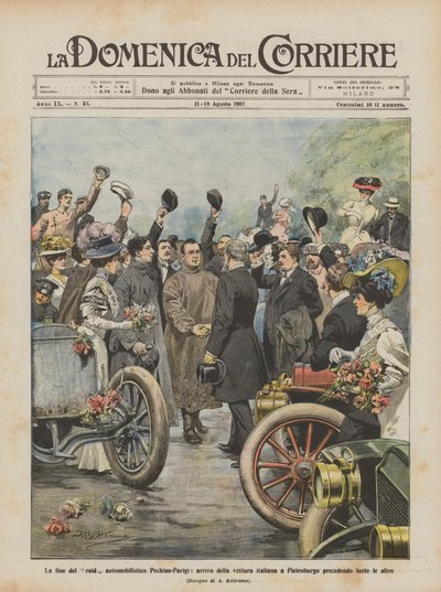 The End of the Beijing-Paris Car Raid, Arrival of the Italian Car in St. Petersburg by Achille Beltrame