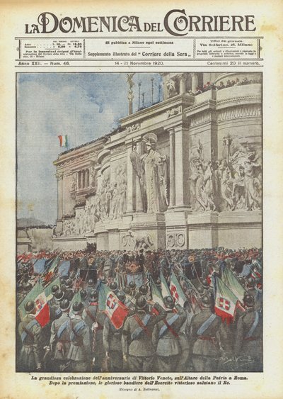 The Grand Celebration of the Anniversary of Vittorio Veneto at the Altar of the Fatherland in Rome by Achille Beltrame