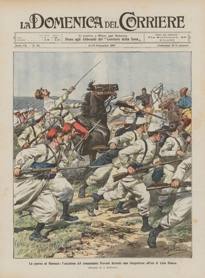 The War in Morocco, the Killing of Commander Provost During a Reconnaissance East of Casablanca by Achille Beltrame