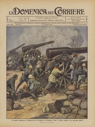 The Italo-Turkish War, the 149 Battery Disperses a Caravan Near the Tunisian Border at Bu-Kamech by Achille Beltrame