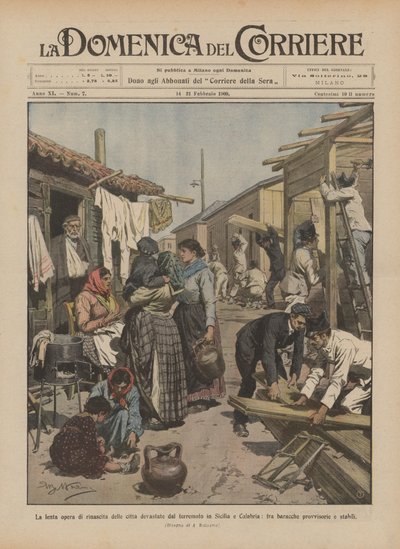 The Slow Work of Rebirth of Cities Devastated by the Earthquake in Sicily and Calabria by Achille Beltrame