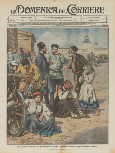 Poverty in Russia, in the governorate of Kazan peasants sell their daughters to feed themselves by Achille Beltrame