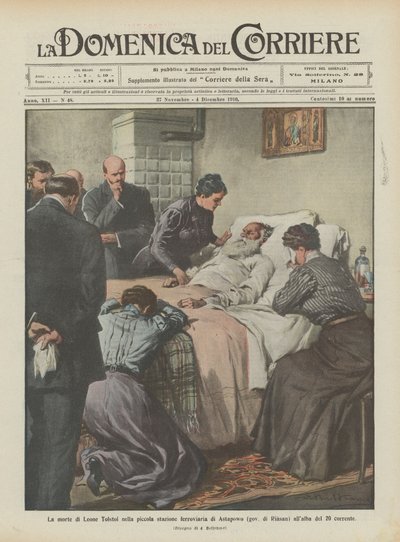 The Death of Leo Tolstoy at the Small Railway Station of Astapovo (Riasan Province) at Dawn on the 20th by Achille Beltrame